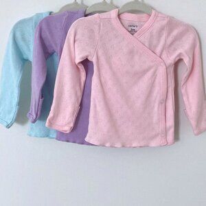 Carter's Baby Girl Wrap Over Top Bundle 0-3M -Pink/Purple/Blue